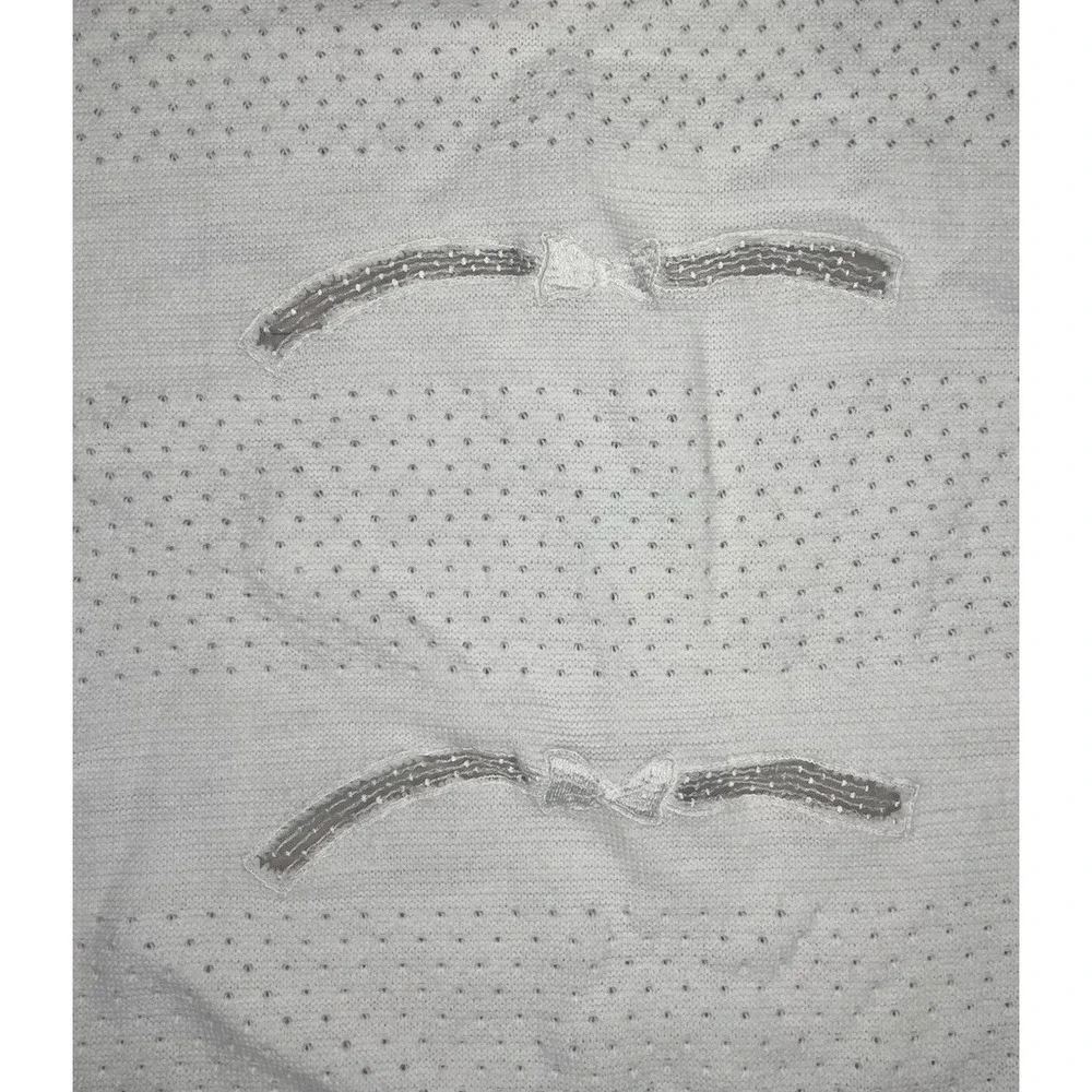 Vintage Renzo Baby Blanket‎ Lace Edged Bows Ivory Italy